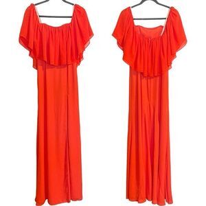 Fame and Partners Off Shoulder Maxi Dress Red 4